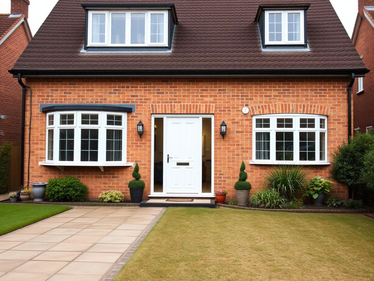 Well-maintained UK home with clean windows, patio and driveway